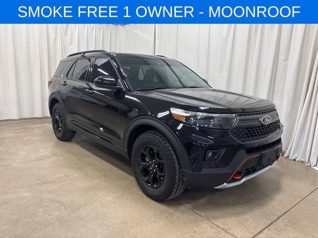 2024 Ford Explorer Timberline in Black — front three-quarter view