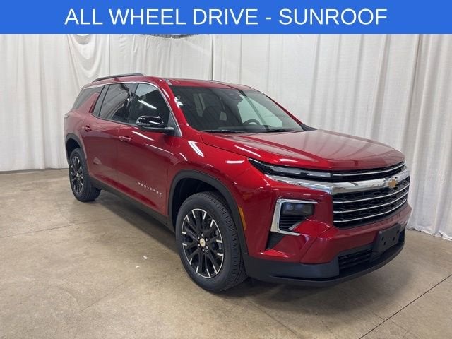 2026 Chevrolet Traverse LT in Radiant Red Tintcoat — front three-quarter view