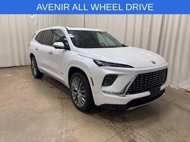2025 Buick Enclave Avenir in White Frost Tricoat — front three-quarter view